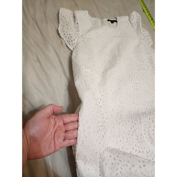 Banana Republic Eyelet Flutter Sleeves with Pockets White Dress Size XL - Picture 9 of 11